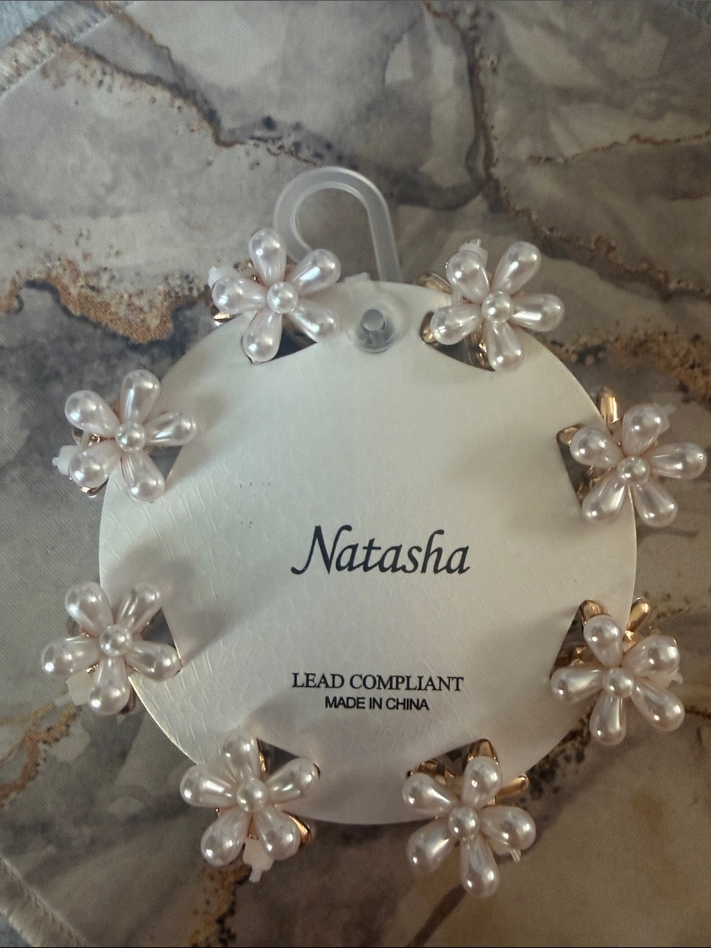 Natasha Pearl Flower Hair Clips - White